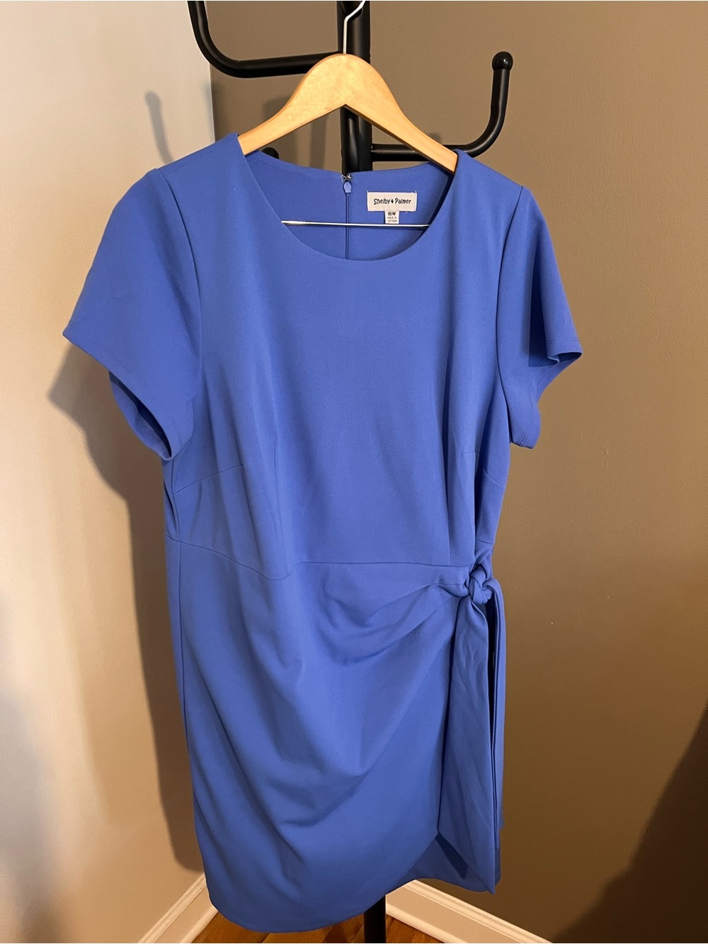 U.S. Size 16W - Shelby & Palmer Cobalt Tie-Waist Short Sleeve Dress